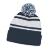 Striped Pom Pom Beanies Navy